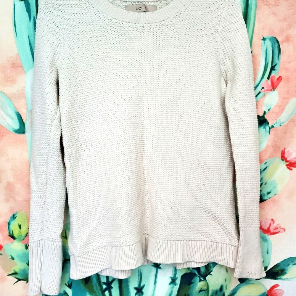 Loft. White knit sweater.